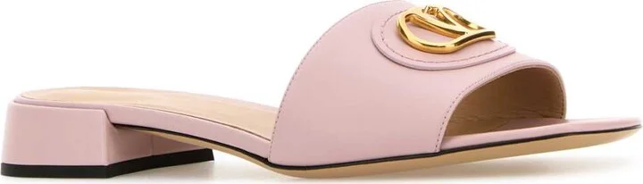 Pink Leather Vlogo Signature Slippers - Image 2
