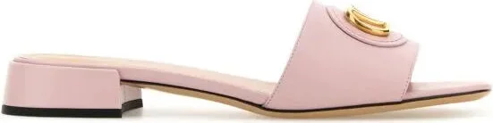 Pink leather VLogo Signature slippers