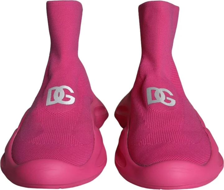 Pink Logo Print Slip On Socks Sneakers Men's Shoes - Image 2