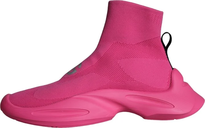 Pink Logo Print Slip On Socks Sneakers Men's Shoes - Image 5