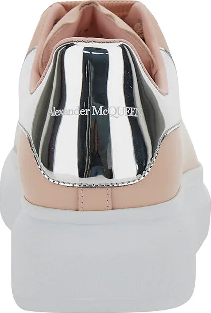 Pink Low Top Sneakers With Oversized Platform And Metallic Heel Tab In Leather Woman - Image 4