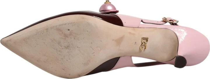 Pink Maroon Leather Kitten Heels Slingbacks Women's Shoes (Pre-Owned) - Image 6
