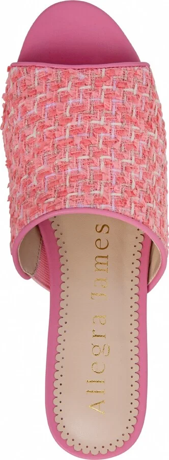 Pink / Neutrals Blanche Light Pink Linen Tweed Comfortable Flat Sandal - Image 5