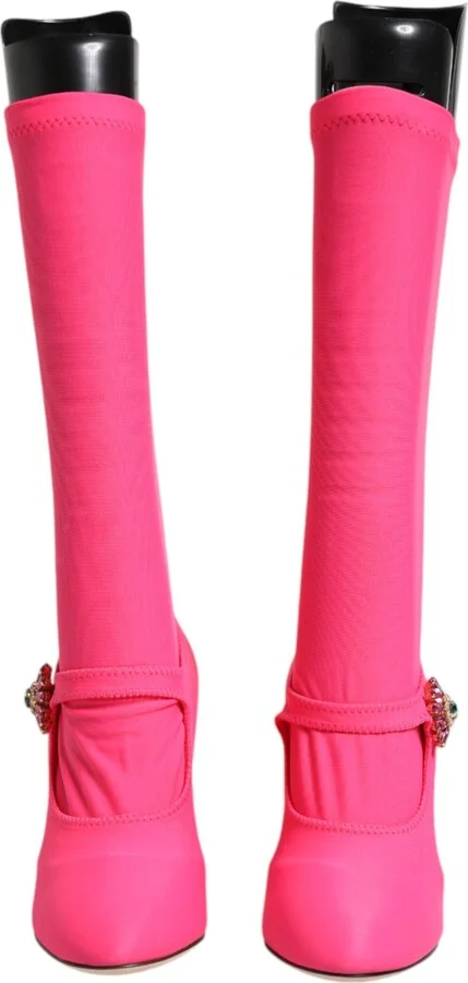 Pink Nylon Crystal Vally High Boots Women's Shoes - Image 2