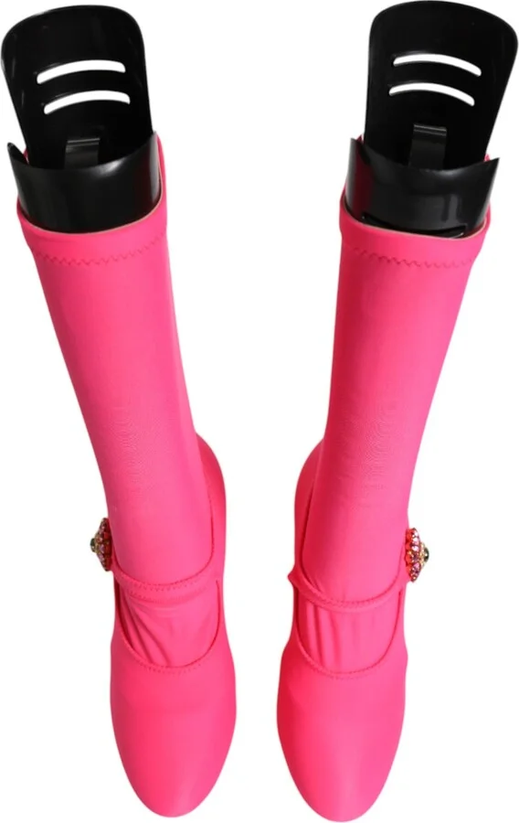 Pink Nylon Crystal Vally High Boots Women's Shoes - Image 3