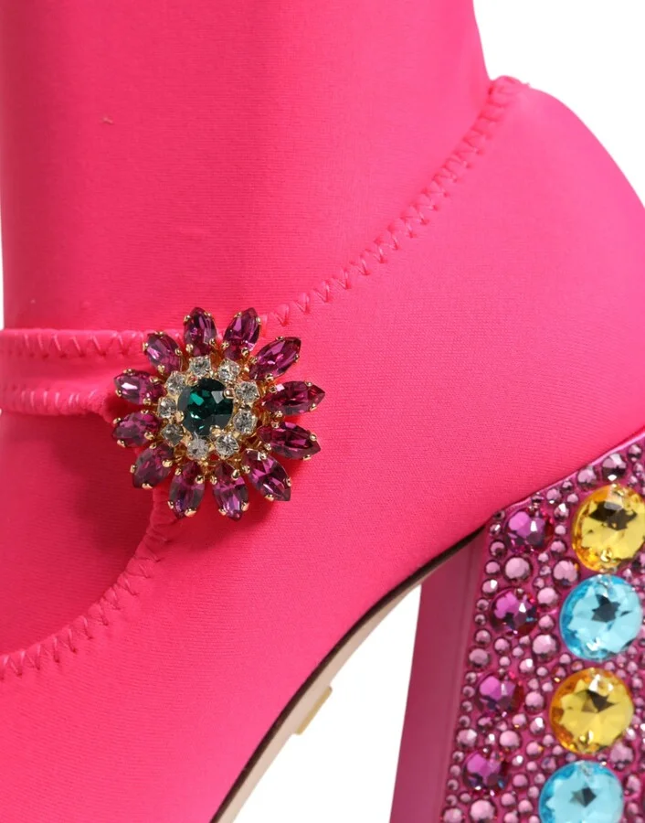 Pink Nylon Crystal Vally High Boots Women's Shoes - Image 6