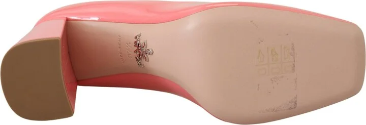 Pink Patent Leather Block Heels Pumps Women's Classic - Image 2