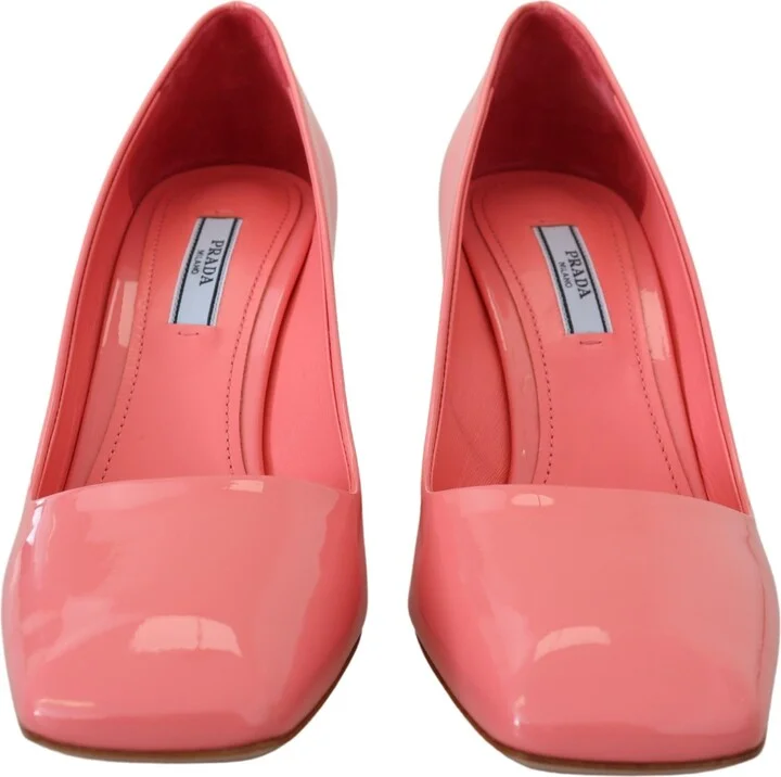 Pink Patent Leather Block Heels Pumps Women's Classic - Image 3