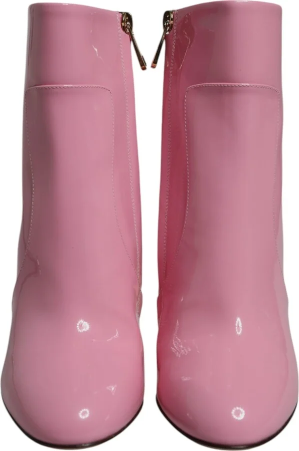 Pink Patent Leather Heel Mid Calf Boots Women's Shoes (Pre-Owned) - Image 2