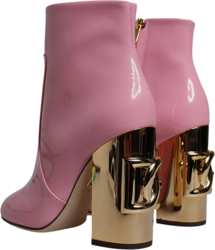 Pink Patent Leather Heel Mid Calf Boots Women's Shoes (Pre-Owned) - Image 4