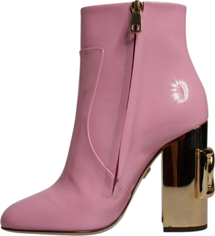 Pink Patent Leather Heel Mid Calf Boots Women's Shoes (Pre-Owned) - Image 5