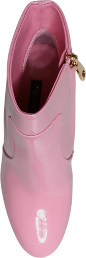 Pink Patent Leather Heel Mid Calf Boots Women's Shoes (Pre-Owned) - Image 6
