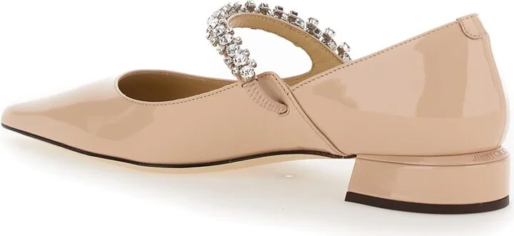 Pink Rhinestoned Ballet Shoes With Low Heel In Patent Leather Woman - Image 3