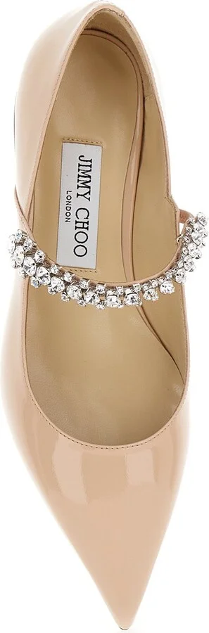 Pink Rhinestoned Ballet Shoes With Low Heel In Patent Leather Woman - Image 4