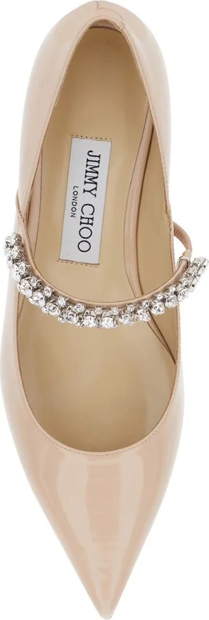 Pink Rhinestoned Ballet Shoes With Low Heel In Patent Leather Woman - Image 4