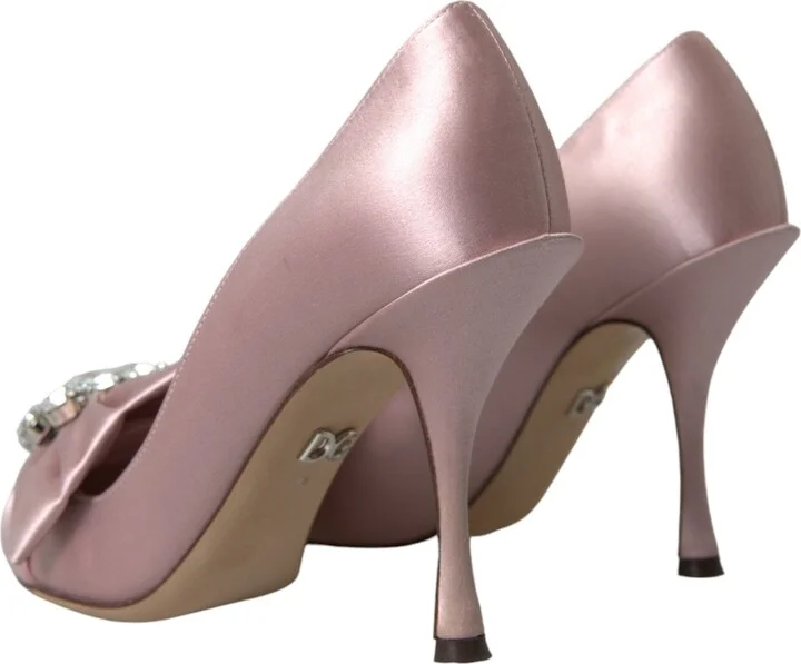 Pink Satin Crystal High Heels Pumps Women's Shoes - Image 4