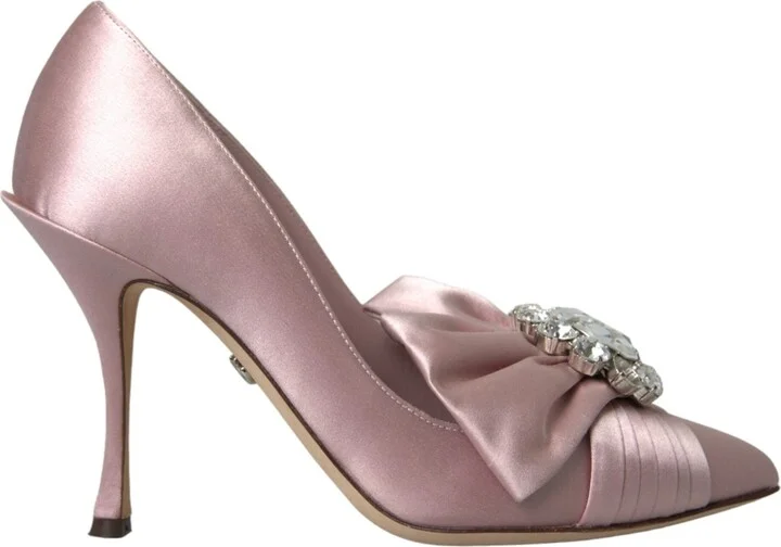 Pink Satin Crystal High Heels Pumps Women's Shoes