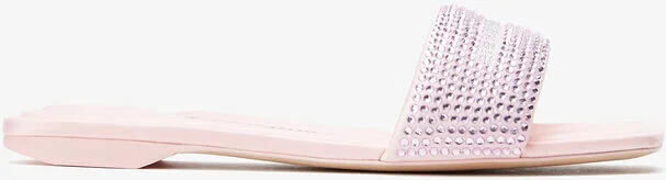 Pink Satin & Crystal Hotfix Vy Sandals