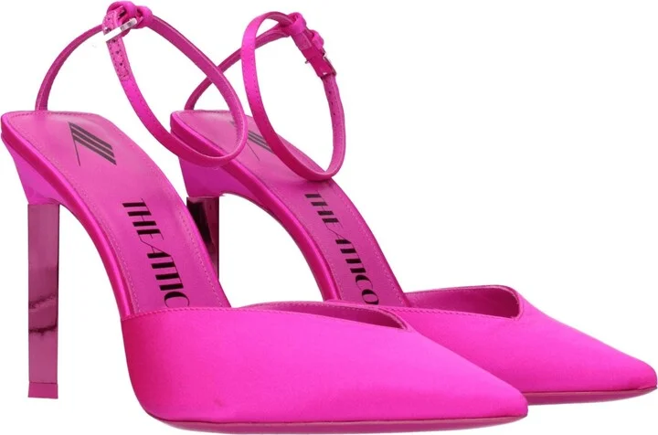 Pink Satin Stiletto Heels Women's Sandals - Image 2