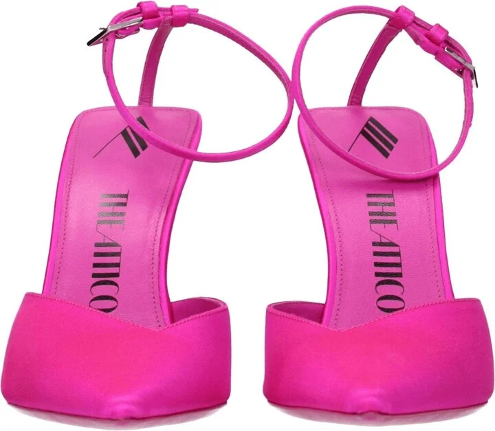 Pink Satin Stiletto Heels Women's Sandals - Image 3