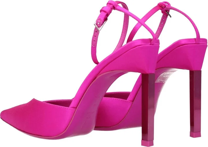 Pink Satin Stiletto Heels Women's Sandals - Image 4