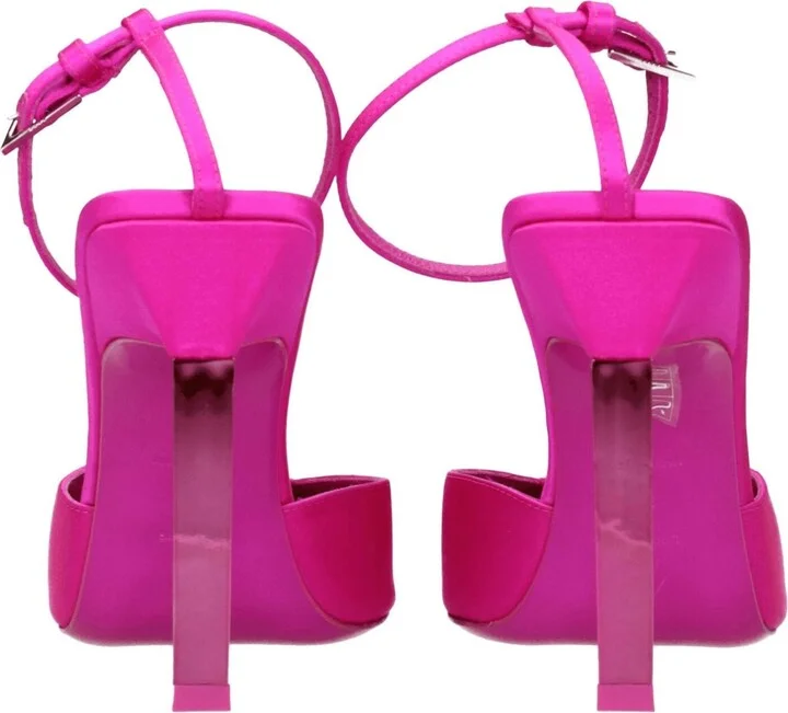 Pink Satin Stiletto Heels Women's Sandals - Image 5