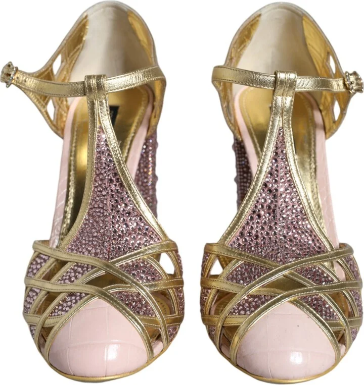 Pink Strass Crystals T-strap Sandals Women's Shoes (Pre-Owned) - Image 2
