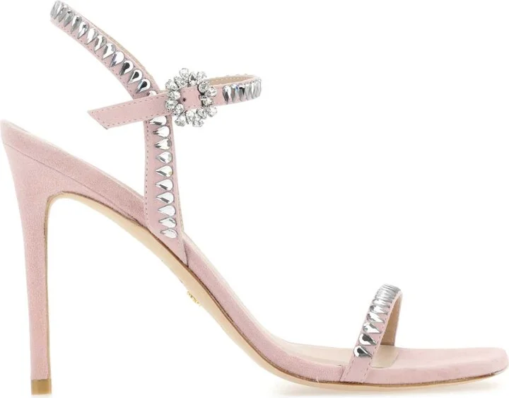 Pink Suede Gemcut 100 Sandals