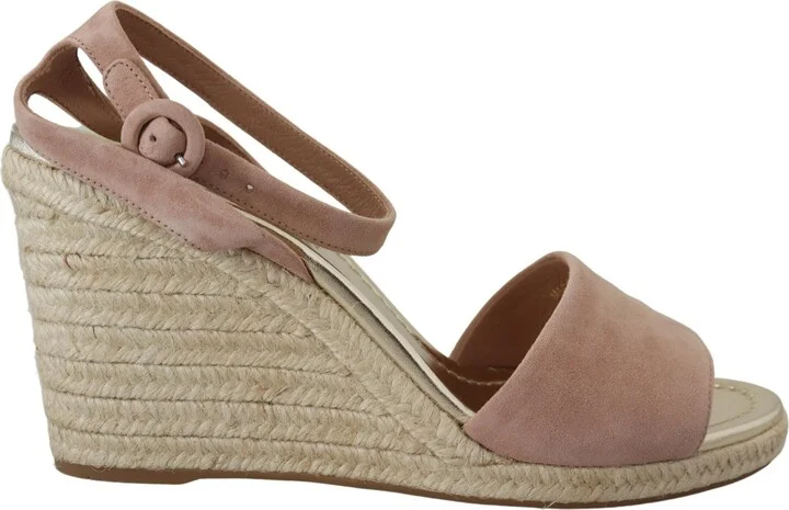 Pink Suede Leather Ankle Strap Women's Sandals