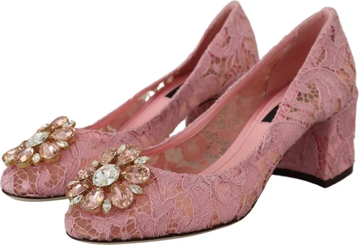 Pink Taormina Lace Crystal Pumps Pastel Women's Shoes - Image 2
