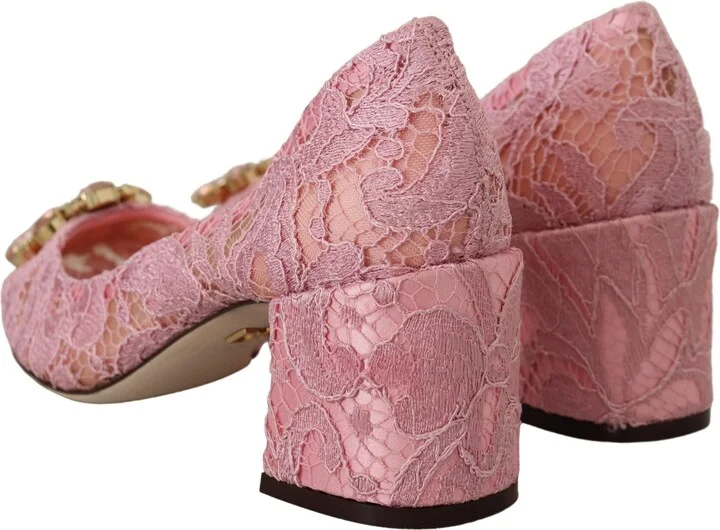 Pink Taormina Lace Crystal Pumps Pastel Women's Shoes - Image 3