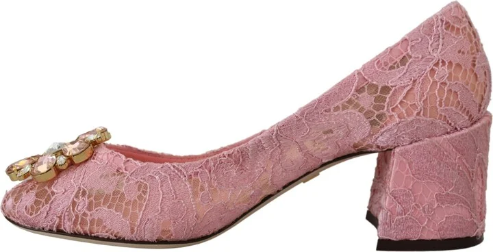 Pink Taormina Lace Crystal Pumps Pastel Women's Shoes - Image 4