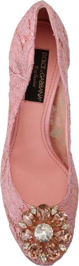 Pink Taormina Lace Crystal Pumps Pastel Women's Shoes - Image 6