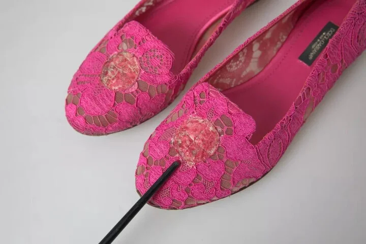 Pink Taormina Lace Slip On Flats Women's Shoes (Pre-Owned) - Image 2