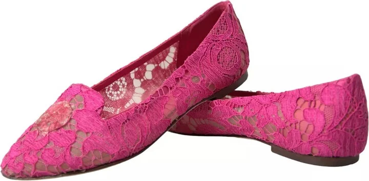 Pink Taormina Lace Slip On Flats Women's Shoes (Pre-Owned) - Image 4