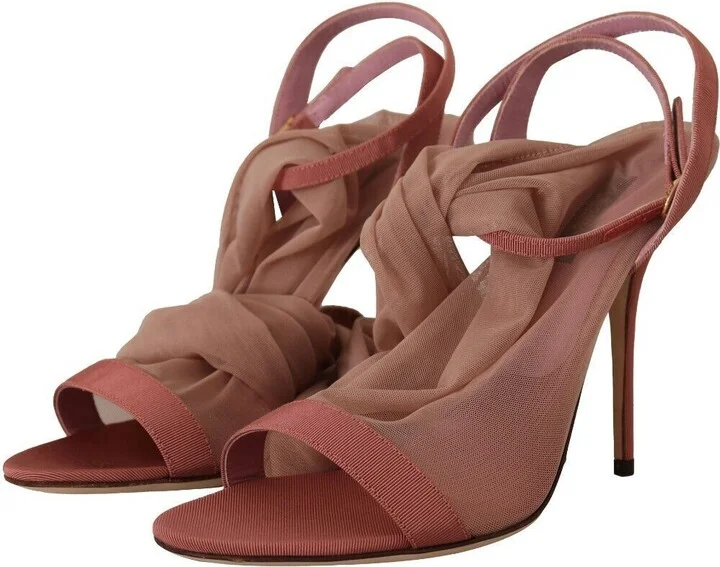 Pink Tulle Stretch Ankle Strap Sandals Women's Shoes - Image 2