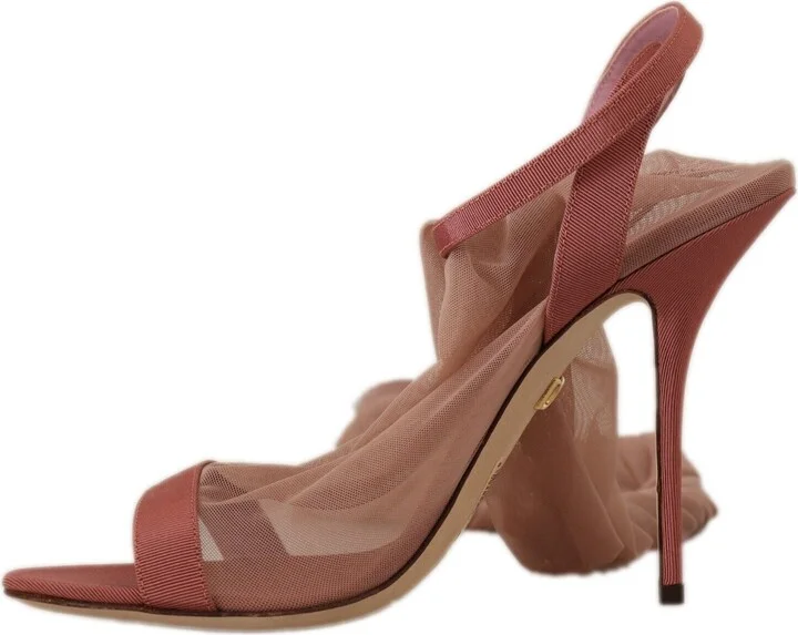 Pink Tulle Stretch Ankle Strap Sandals Women's Shoes - Image 4