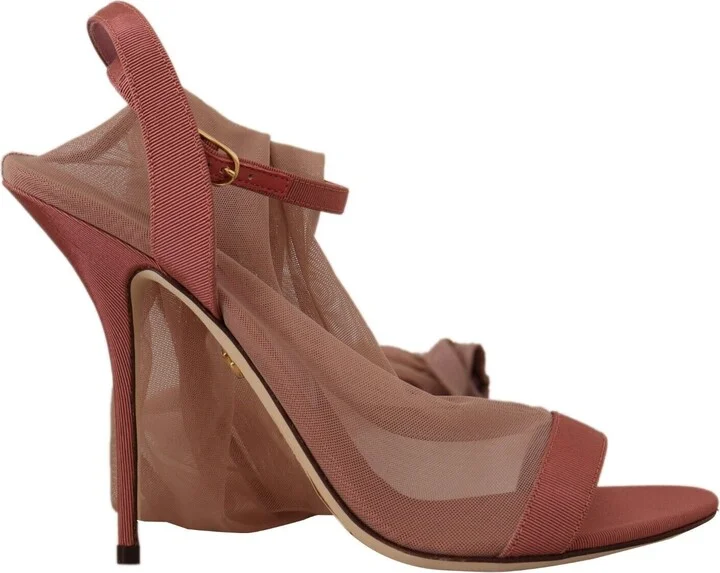 Pink Tulle Stretch Ankle Strap Sandals Women's Shoes - Image 5