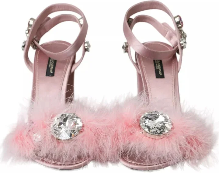Pink Turkey Feather Embellished Sandals Women's Shoes (Pre-Owned) - Image 3