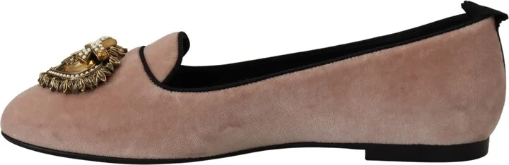 Pink Velvet Slip Ons Loafers Flats Women's Shoes - Image 4