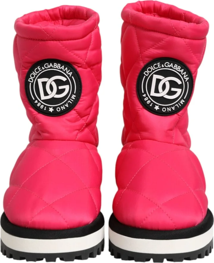 Pink White Viscose Padded Mid Calf Boots Women's Shoes - Image 2