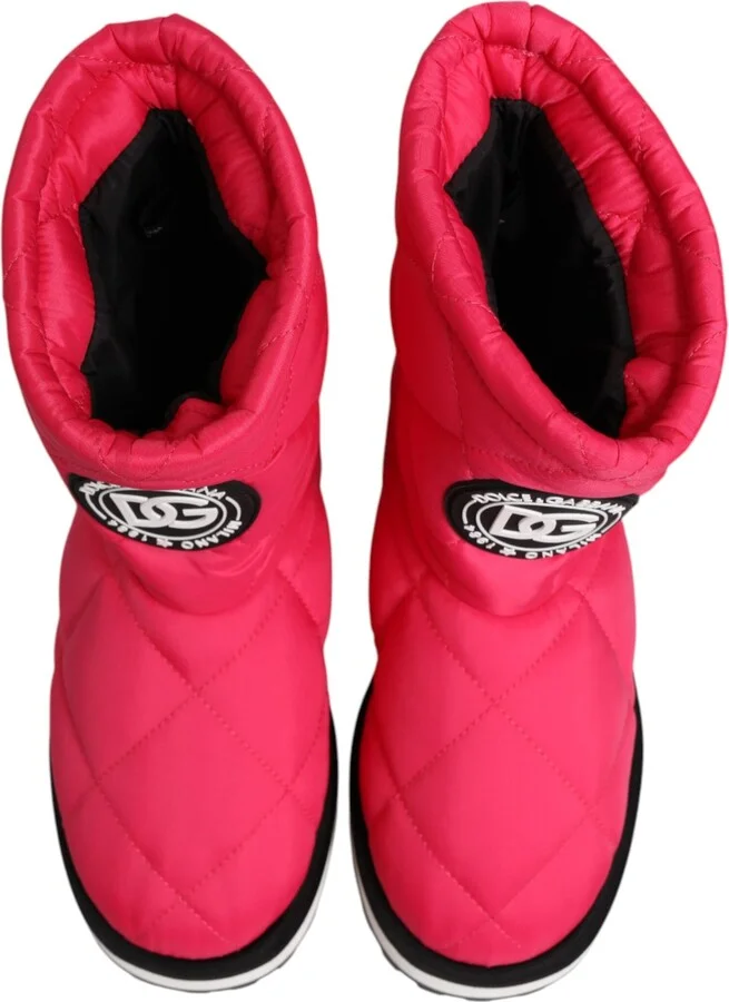 Pink White Viscose Padded Mid Calf Boots Women's Shoes - Image 3