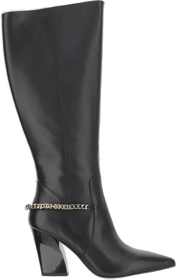 Pinko Chain Detailed Pointed Toe Boots
