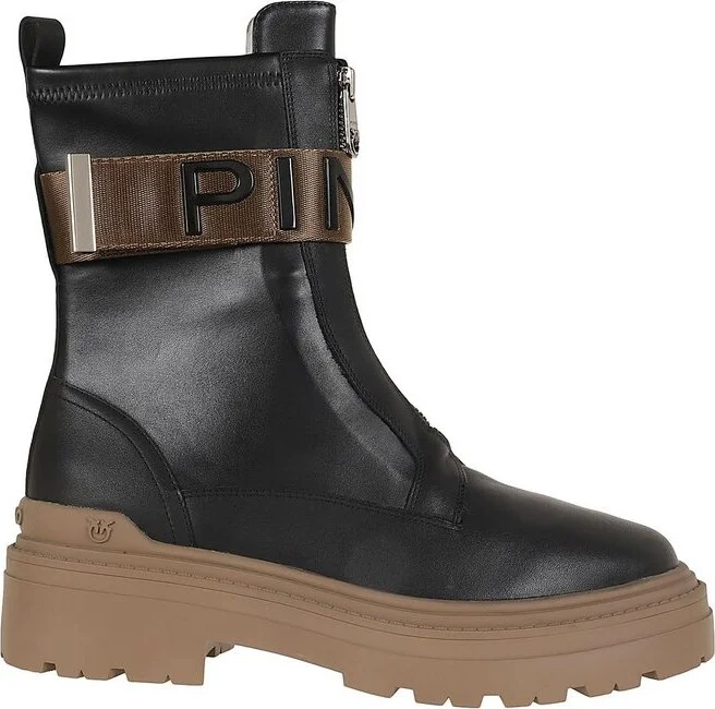 Pinko Logo Detailed Zipped Ankle Boots