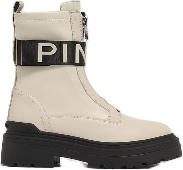 Pinko Logo Detailed Zipped Ankle Boots