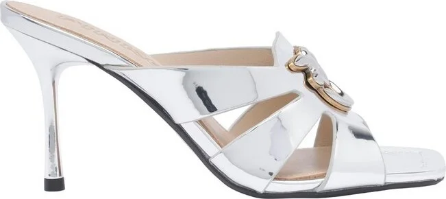 Pinko Logo Plaque Metallic Sandals