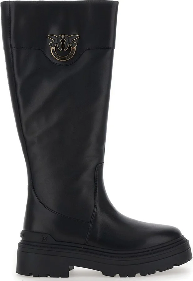 Pinko Logo Plaque Round Toe Boots