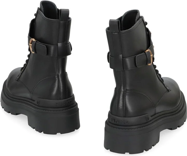 Pinko Mia Leather Combat Boots - Image 4