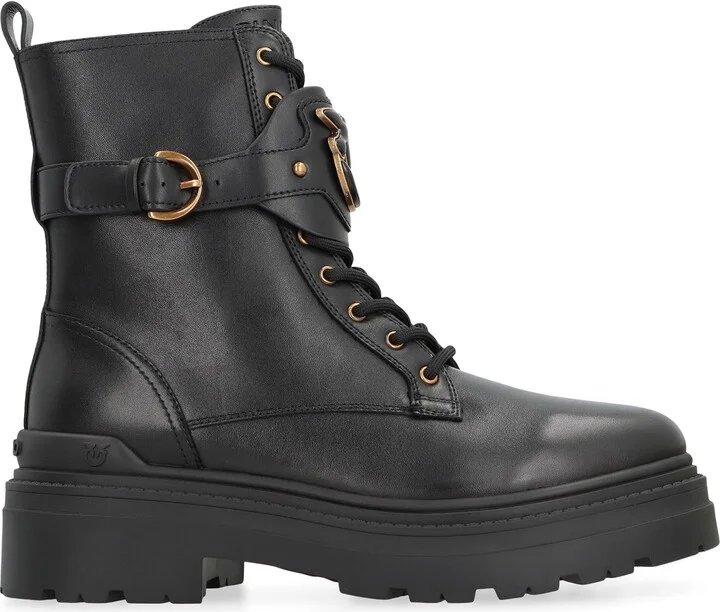 Pinko Mia Leather Combat Boots - Image 2