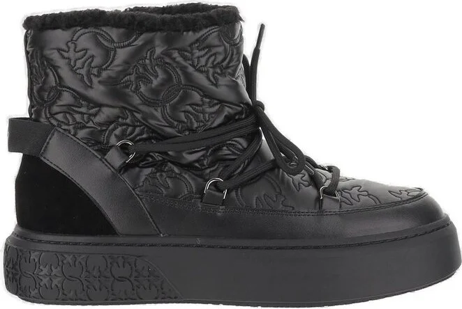 Pinko Round Toe Quilted Ankle Boots